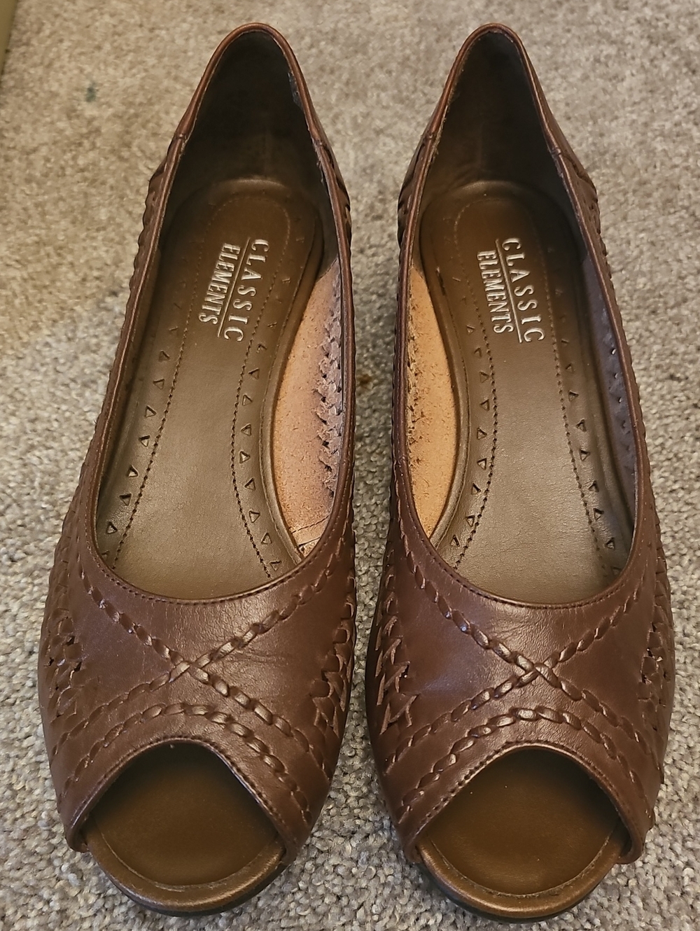 ❤️Brown Leather Wedge Heels Size US 8 1/2 M
